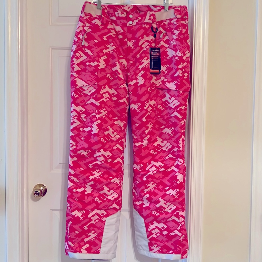Rare NWT Ski Snowboarding Women’s Wild Print Pink White Camo Style Snow Pants XL
